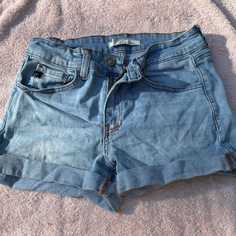 KanCan Light Blue Cuffed Denim Shorts